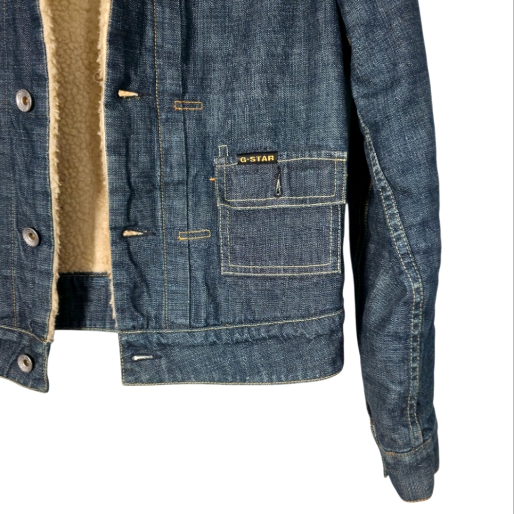 G-Star Raw Denim Sherpa Lined Jacket Women’s Size S - Picture 5 of 7